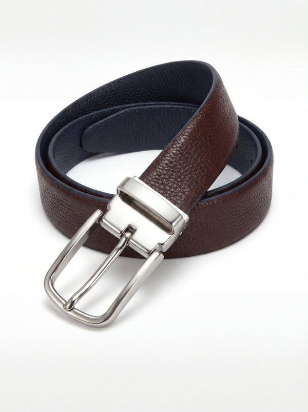 Blue and brown reversible belt - Made in Italy