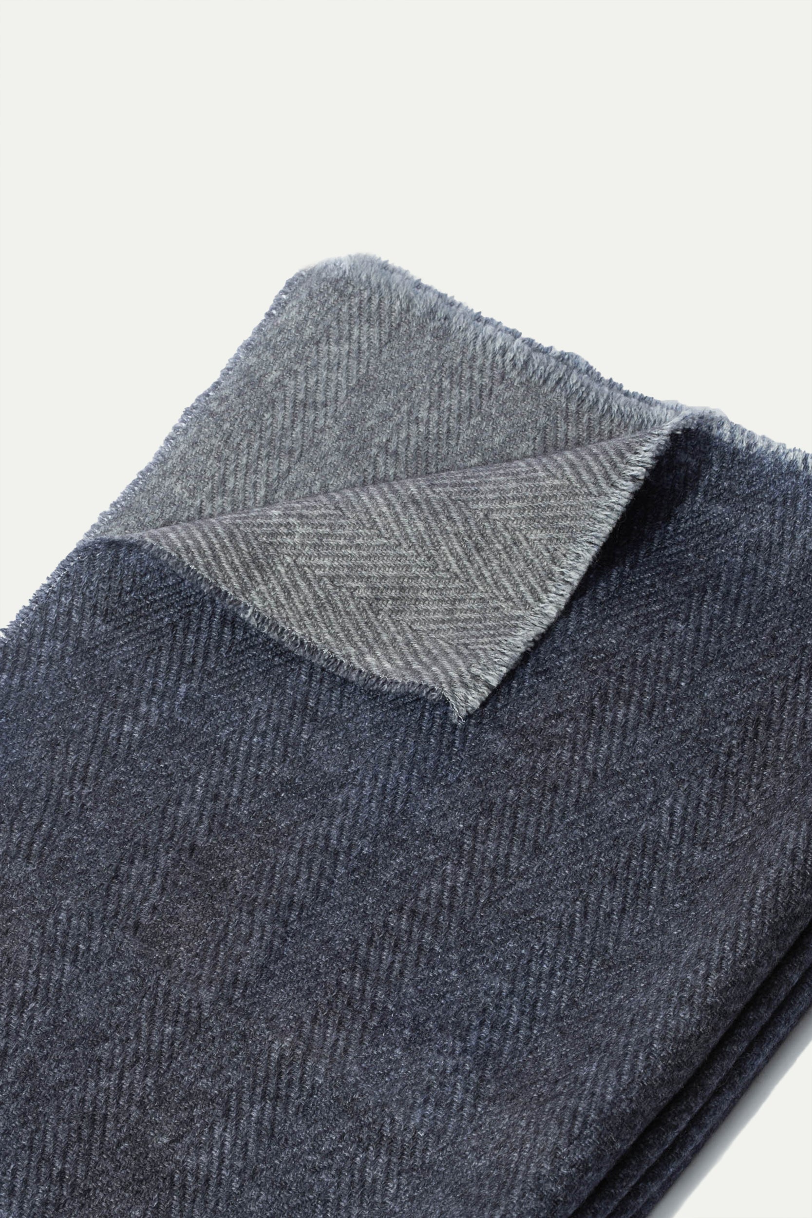 Blue and grey reversible herringbone scarf - Made in Italy