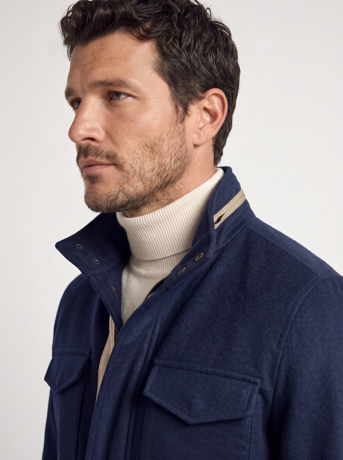 Field jacket blu in cashmere - Made in Italy