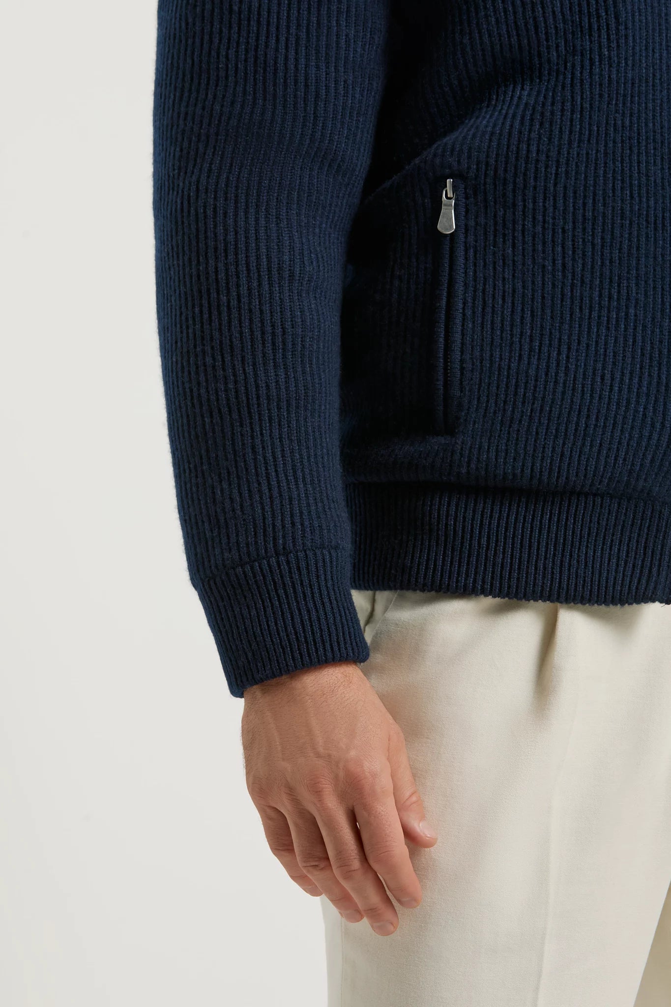 Pini Parma made in Italy men blue cashmere knitted bomber fur winter outwear