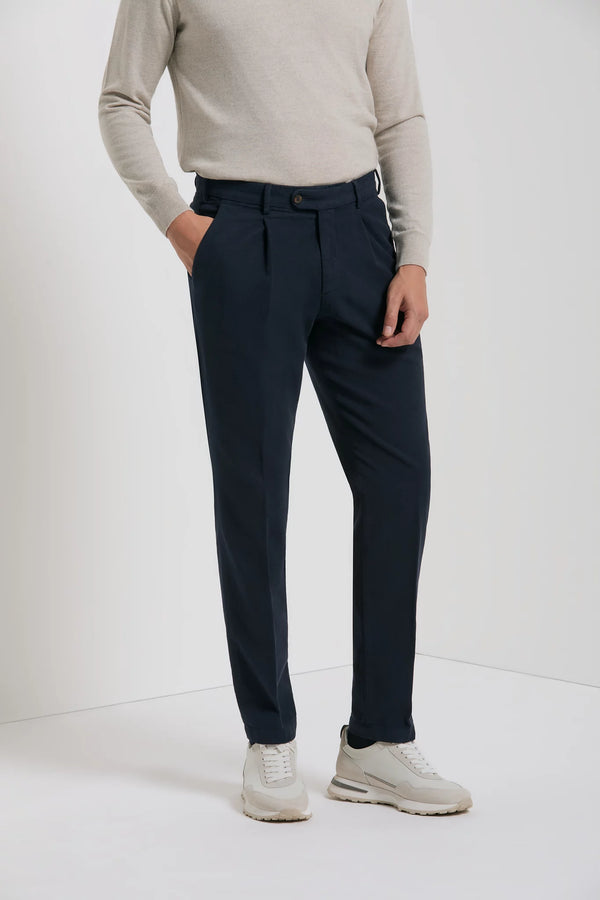 men pini parma blue trousers made in italy in cotton and silk 