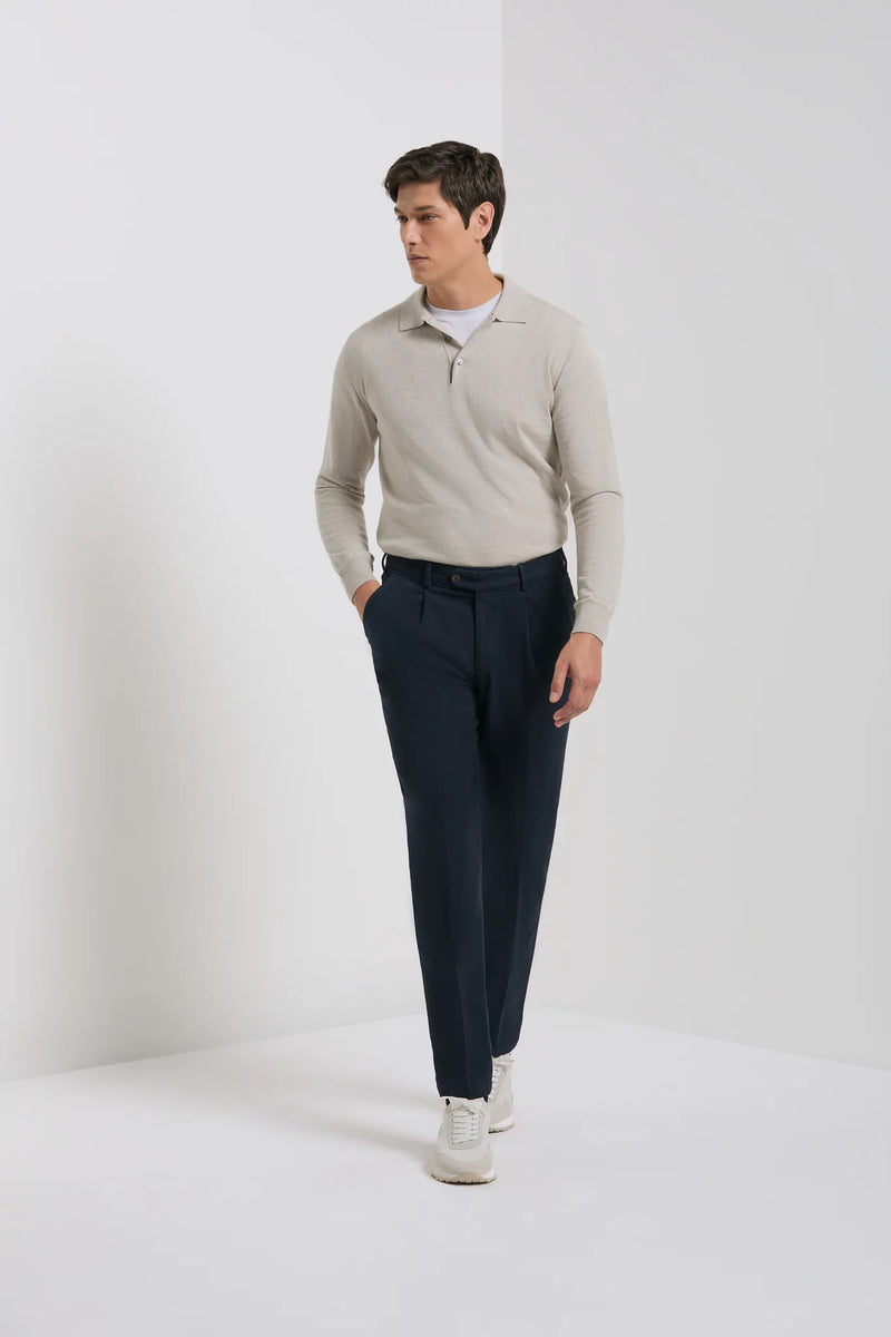 men pini parma blue trousers made in italy in cotton and silk 