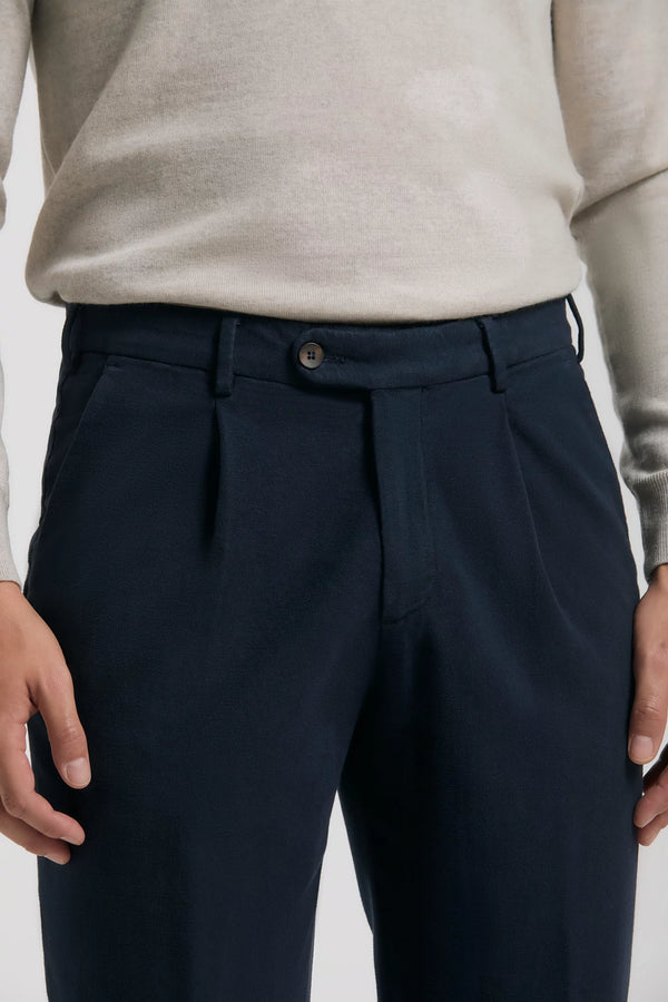 men pini parma blue trousers made in italy in cotton and silk 
