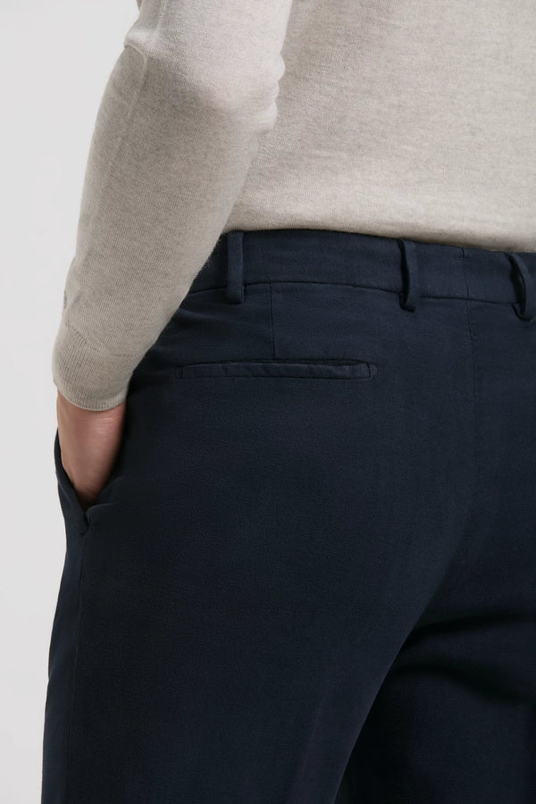 men pini parma blue trousers made in italy in cotton and silk 