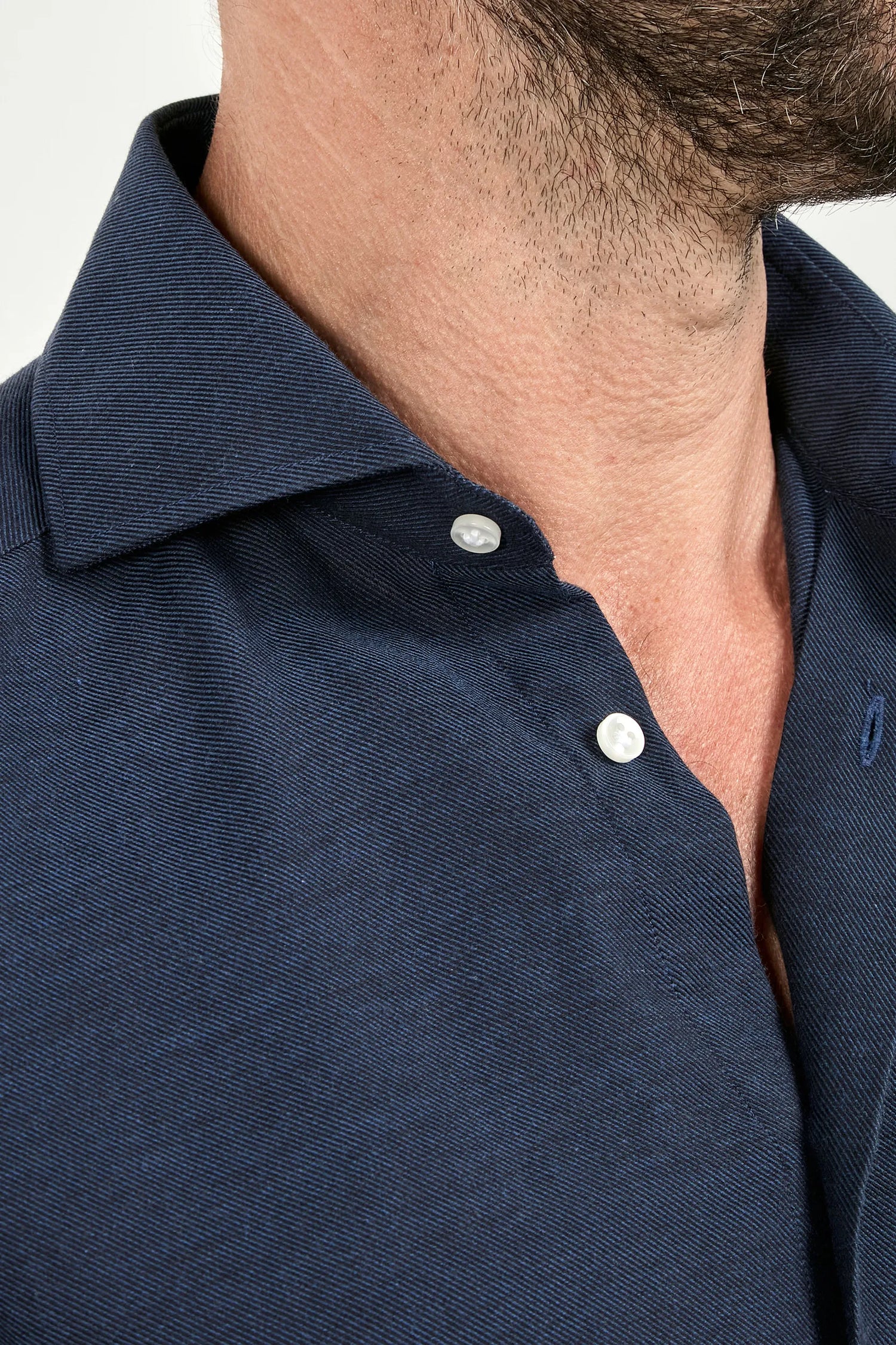 Blue cashmere and cotton shirt - Made in Italy