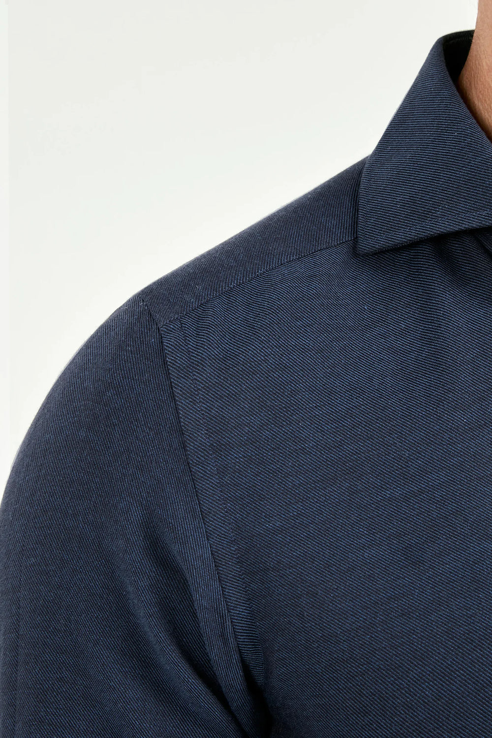 Chemise bleue en cachemire et coton - Made in Italy