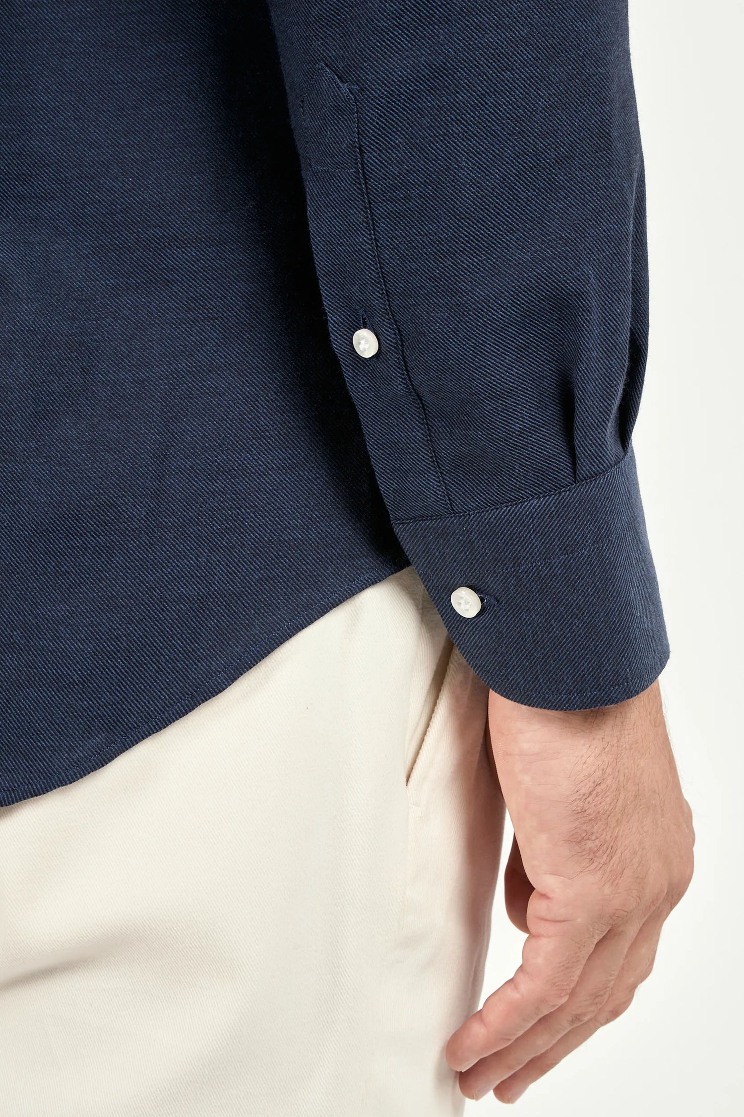 Blue cashmere and cotton shirt - Made in Italy