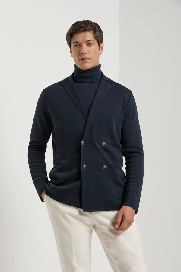 men pini parma double breasted knitted jacket made in italy in wool 