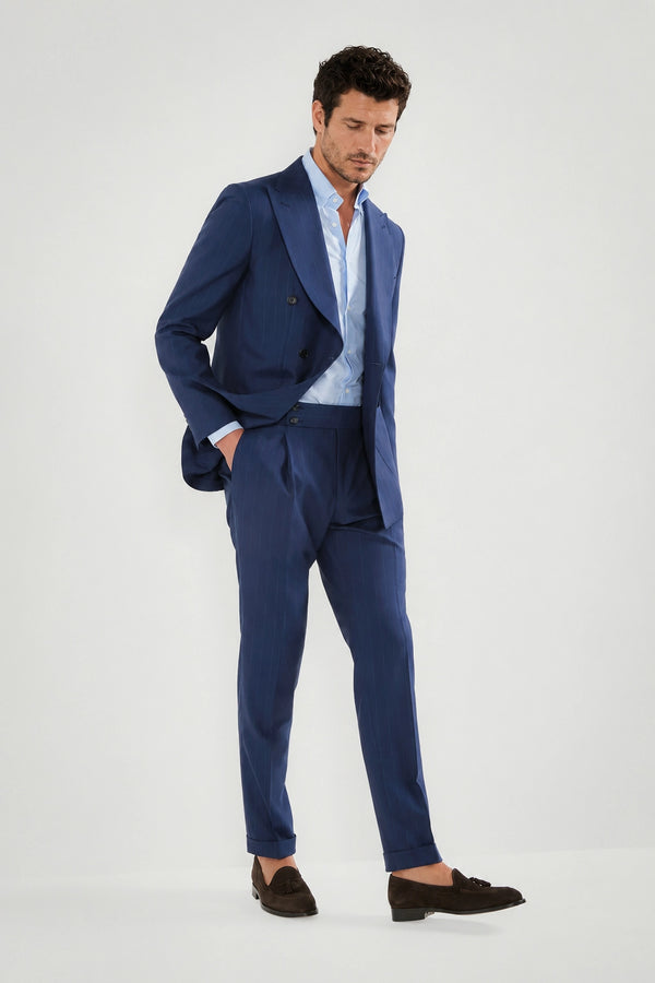 Men Pini Parma bue striped double breasted suit made in italy in wool 