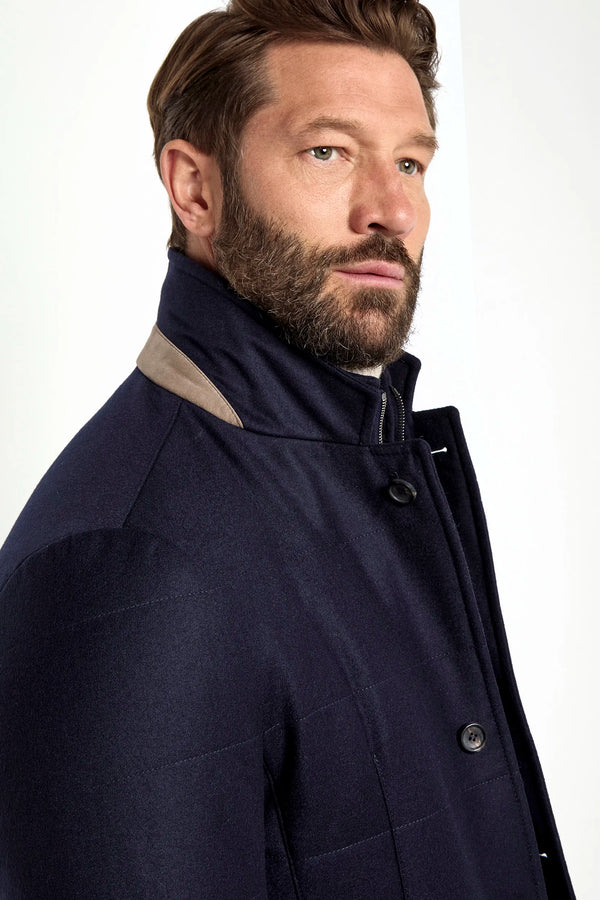 blue down jacket, men's down jacket, italian wool cashmere jacket, blue wool cashmere jacket, luxury men's jacket, elegant men's jacket, refined down jacket, tailored blue jacket, premium italian jacket, sophisticated men's outerwear, timeless italian jacket, upscale men's jacket, classic blue jacket, italian craftsmanship jacket, premium men's wool cashmere jacket, refined italian down jacket