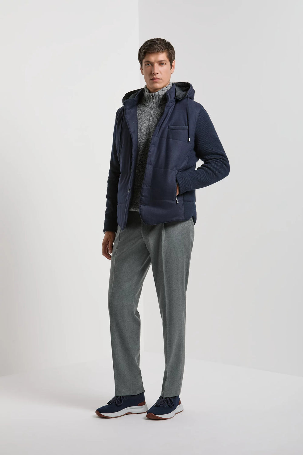 men pini parma blue hooded jacket made in italy in wool 