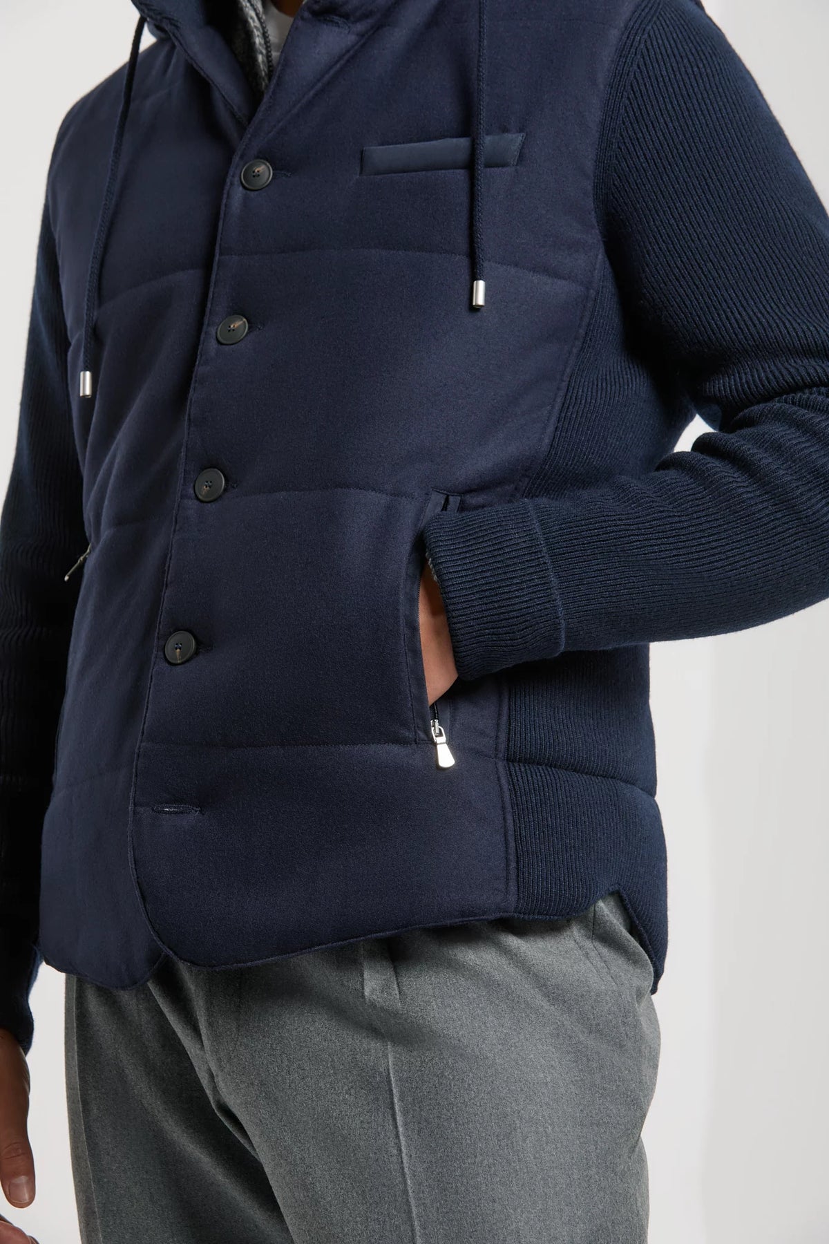 men pini parma blue hooded jacket made in italy in wool 