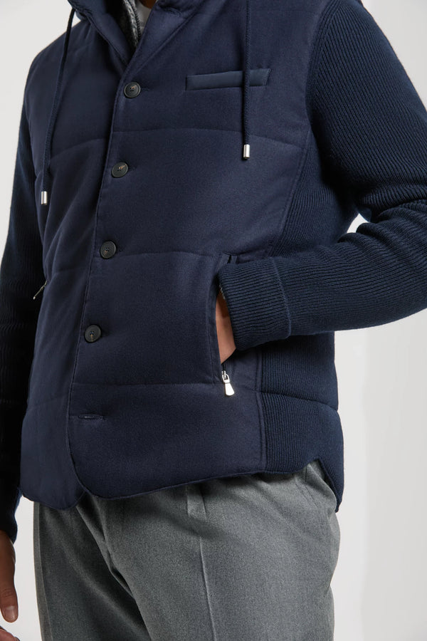 men pini parma blue hooded jacket made in italy in wool 