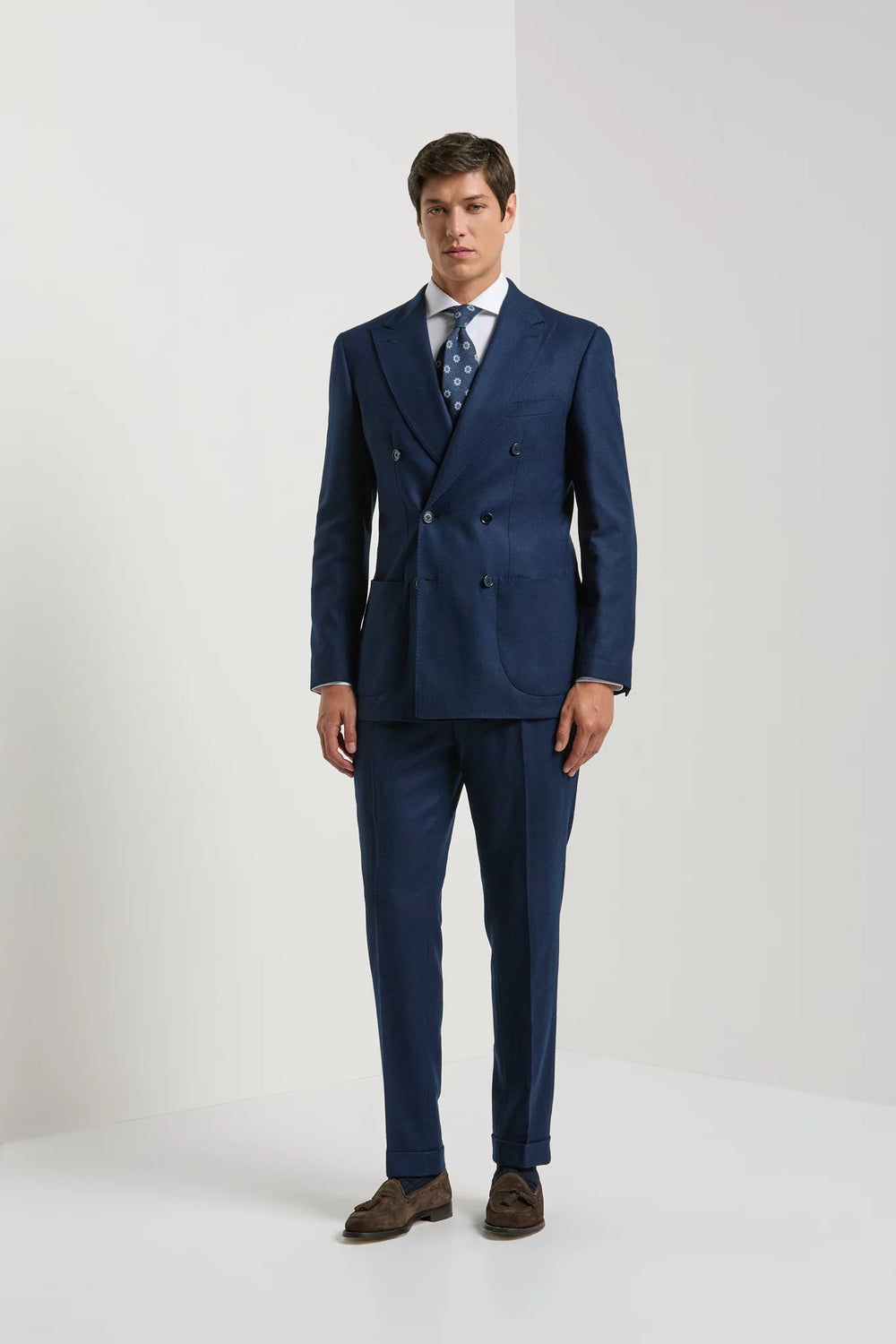 Pini Parma made in Italy men blue flannel double breasted jacket 