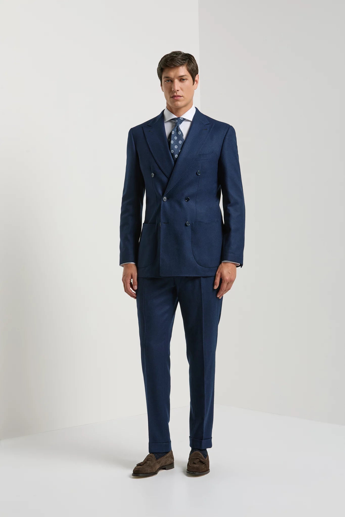 Pini Parma made in Italy men blue flannel double breasted jacket 