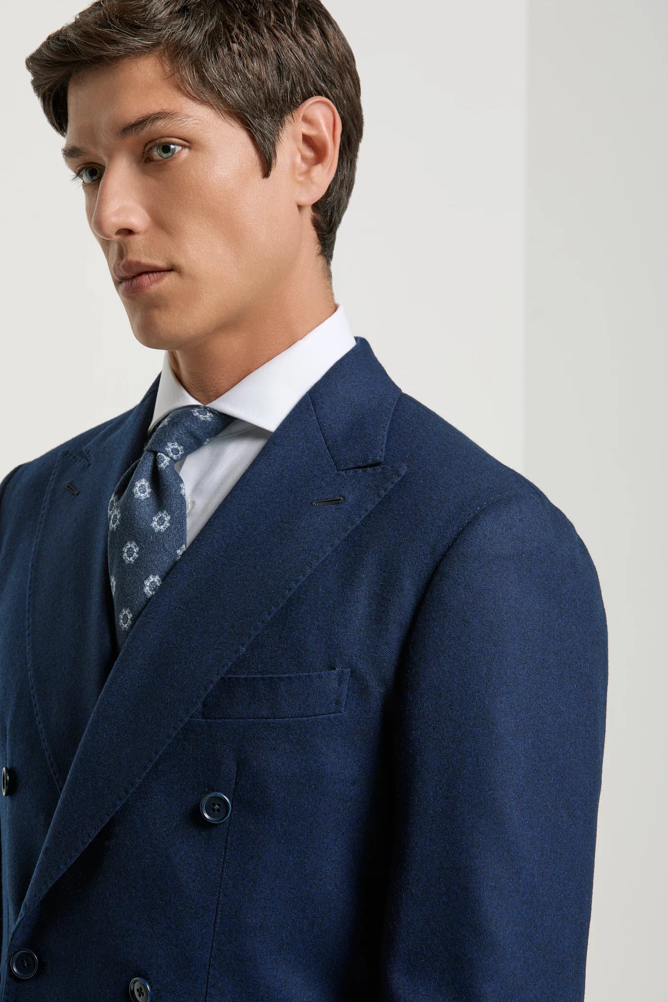 Pini Parma made in Italy men blue flannel double breasted jacket 