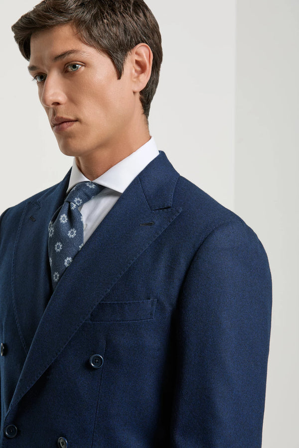 Pini Parma made in Italy men blue flannel double breasted jacket 