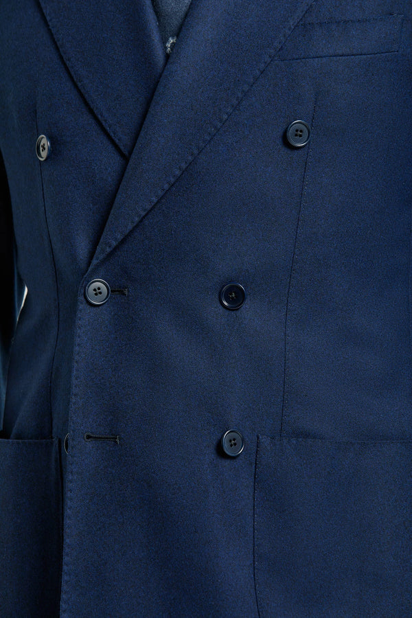 Pini Parma made in Italy men blue flannel double breasted jacket 