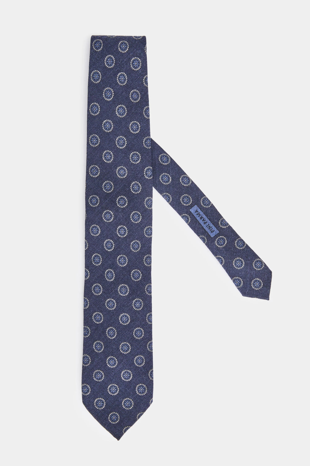 Men pini parma blue tie with floral details made in italy 