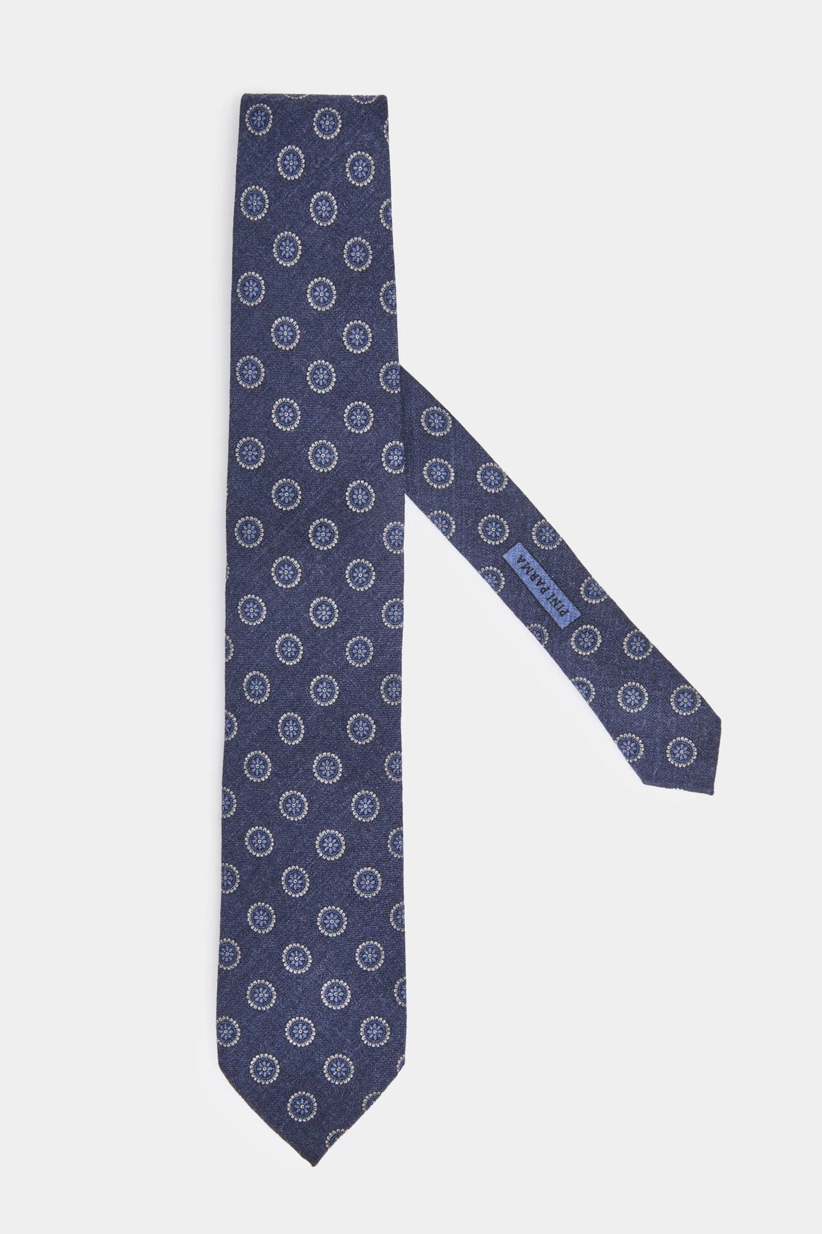 Men pini parma blue tie with floral details made in italy 
