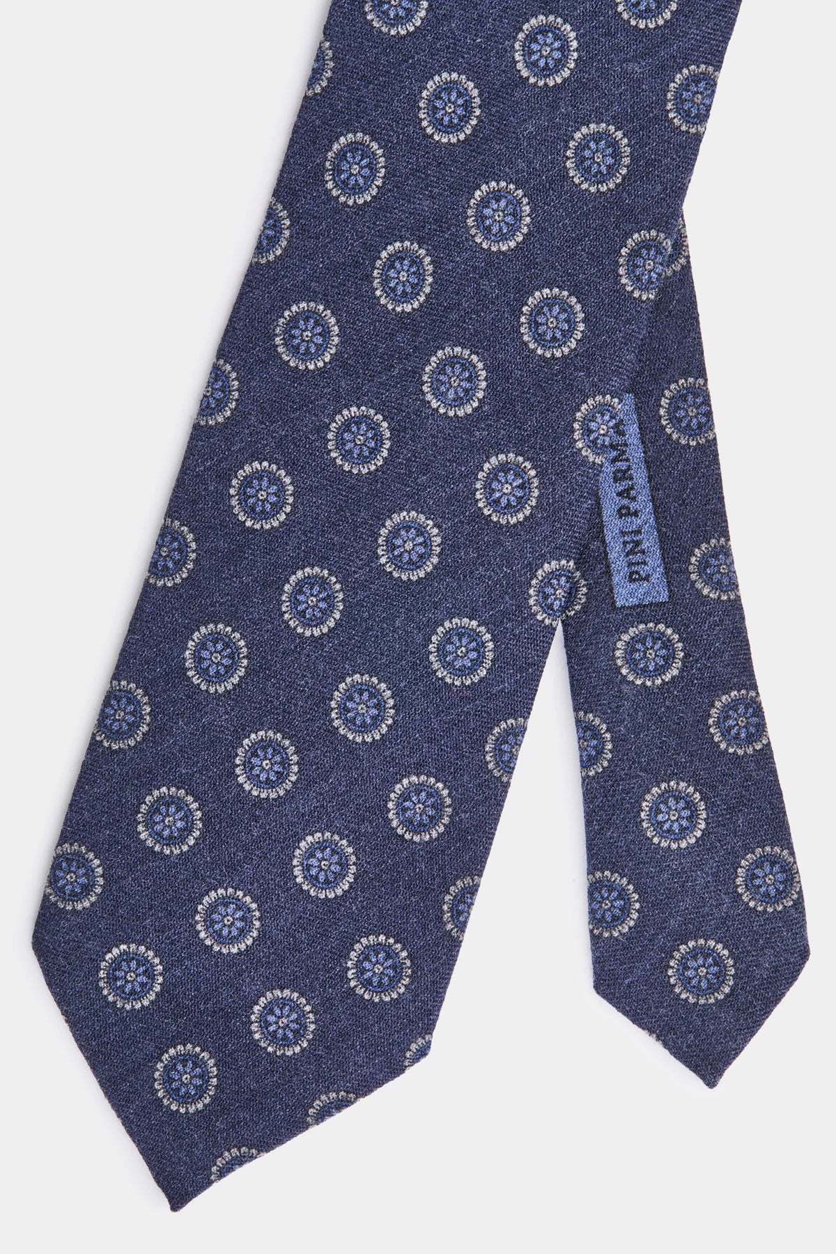 Men pini parma blue tie with floral details made in italy 