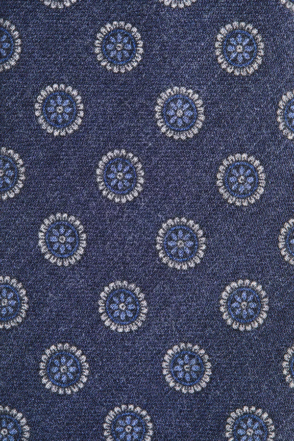 Men pini parma blue tie with floral details made in italy 
