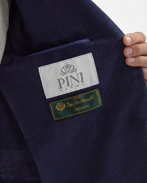 Giacca doppiopetto blu a spina di pesce - Made in Italy
