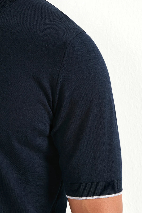 blue high neck t-shirt, men's blue t-shirt, italian cotton t-shirt, blue mock neck t-shirt, luxury men's t-shirt, elegant men's t-shirt, refined cotton t-shirt, tailored blue t-shirt, premium italian t-shirt, sophisticated men's top, timeless italian t-shirt, upscale men's t-shirt, classic blue t-shirt, italian craftsmanship t-shirt, premium men's high neck t-shirt, refined italian t-shirt