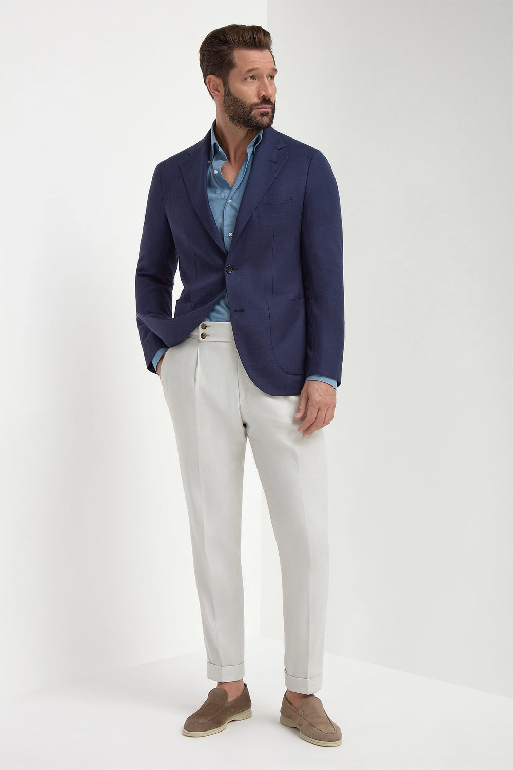 Blue jacket in cotton and silk