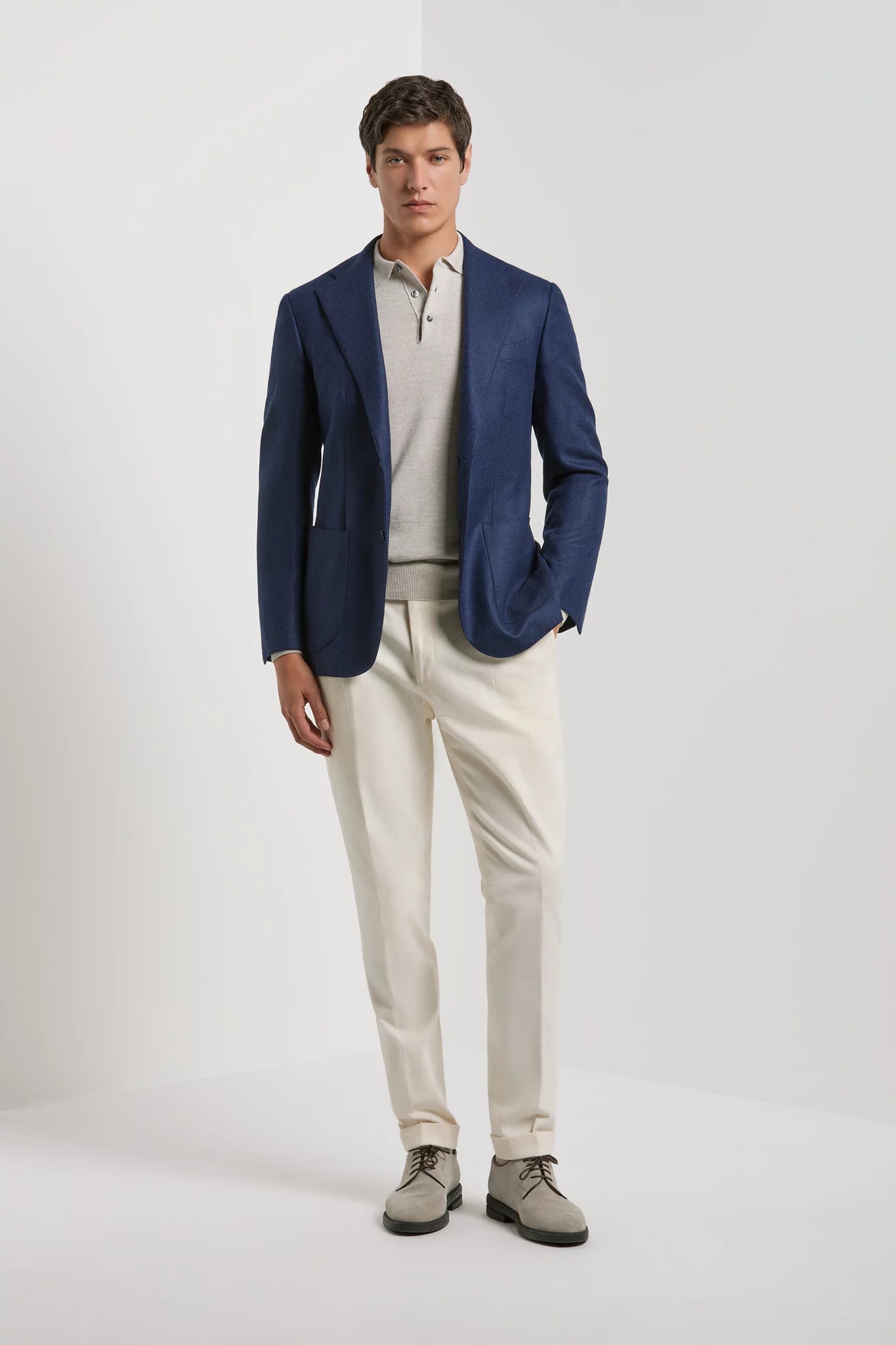 Giacca blu in lana e cashmere - Made in Italy