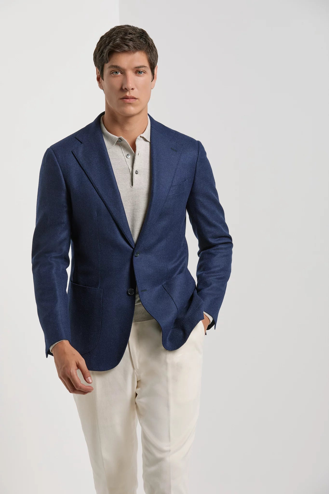 Giacca blu in lana e cashmere - Made in Italy