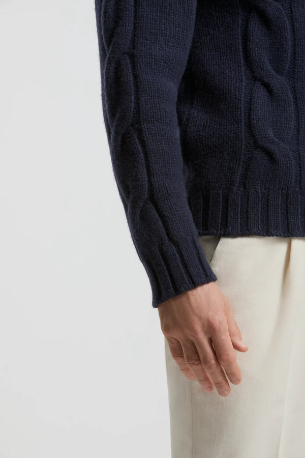 Pini Parma made in Italy men blue jaquard full zip sweater winter