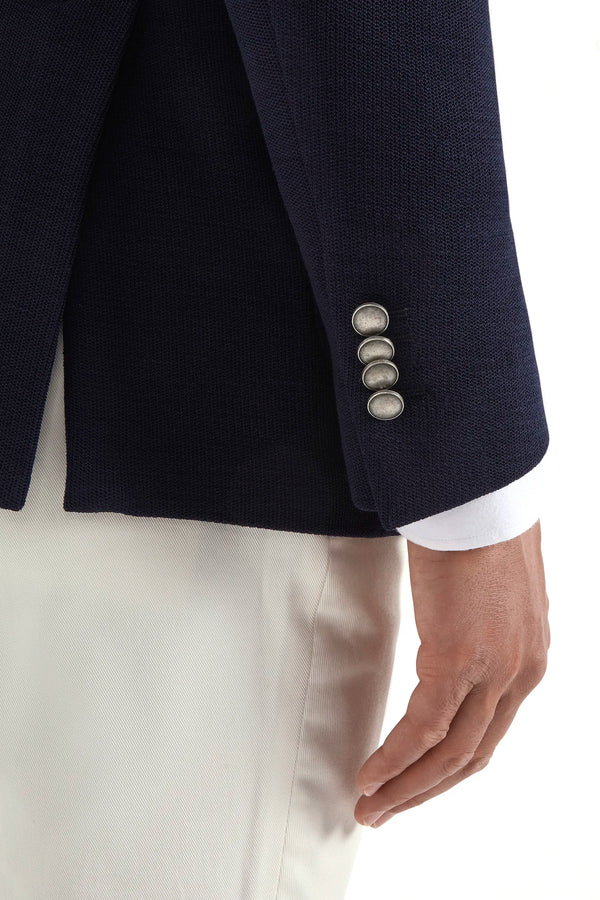 blue jersey jacket, men's double breasted jacket, italian jersey jacket, blue jersey blazer, luxury men's jacket, elegant men's blazer, refined jersey jacket, tailored blue jacket, premium italian jacket, sophisticated men's blazer, timeless italian jacket, upscale men's blazer, classic blue jersey jacket, italian craftsmanship blazer, premium men's jersey blazer, refined italian double breasted jacket