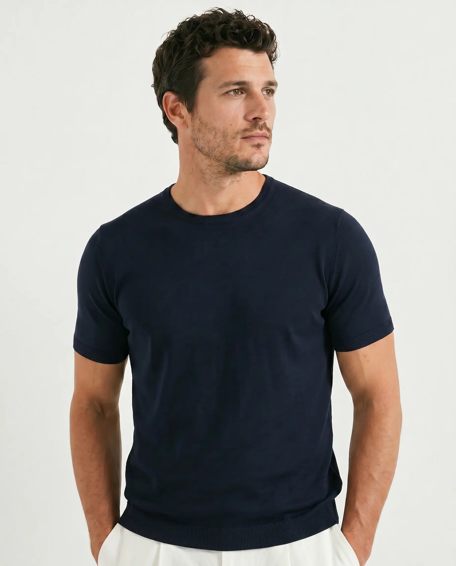 Pini Parma Italy men blue jersey t-shirt casual