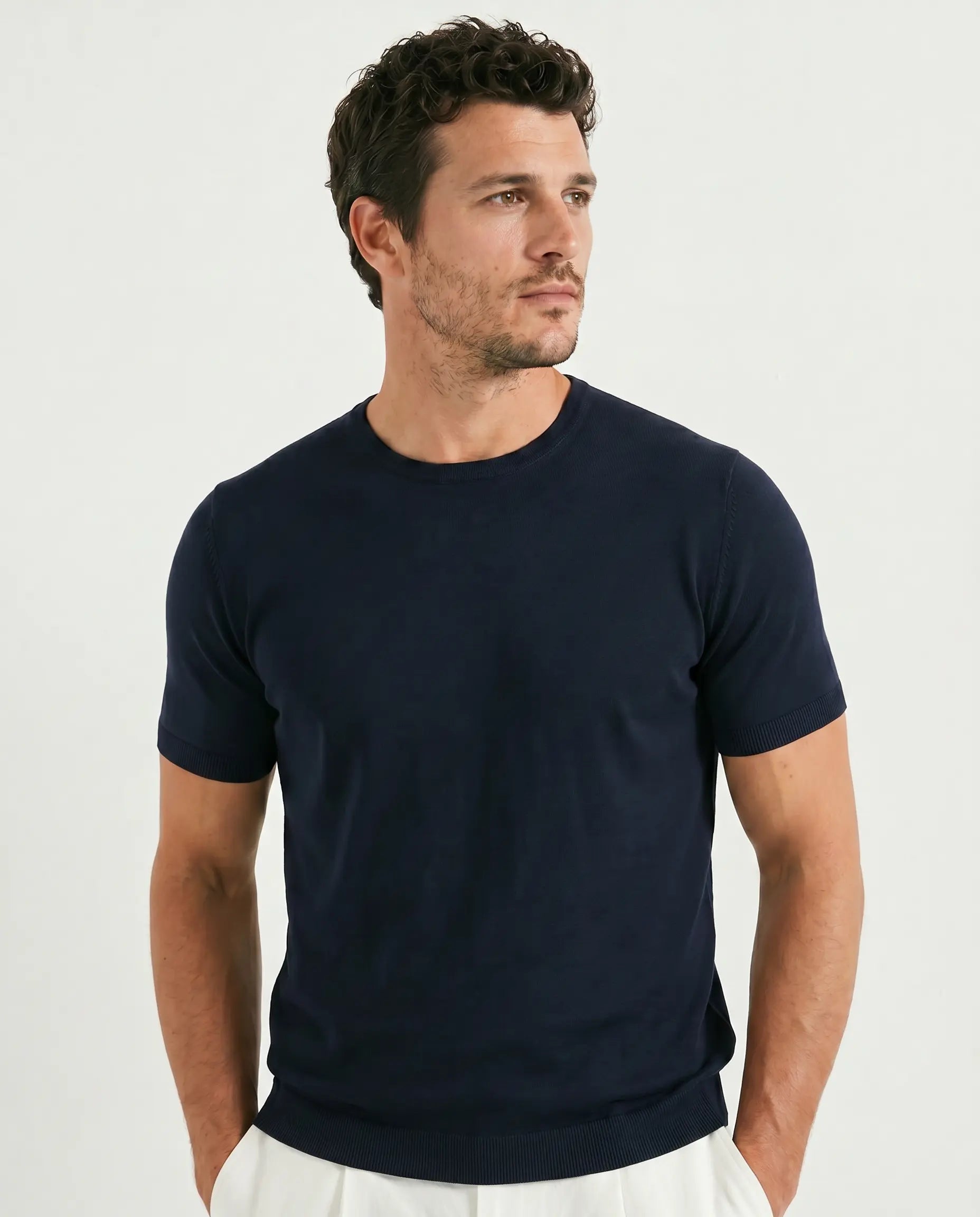 Pini Parma Italy men blue jersey t-shirt casual