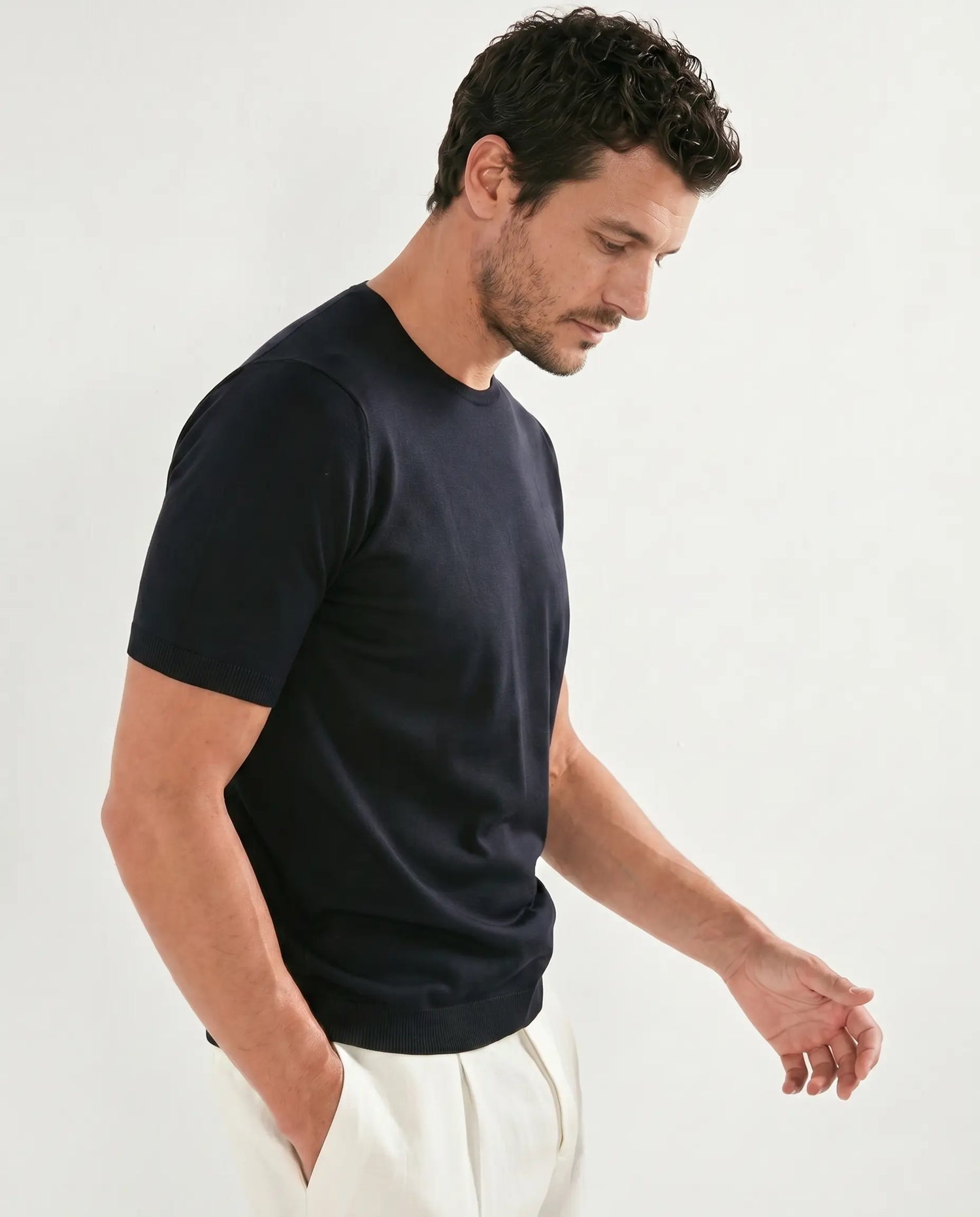 Pini Parma Italy men blue jersey t-shirt casual
