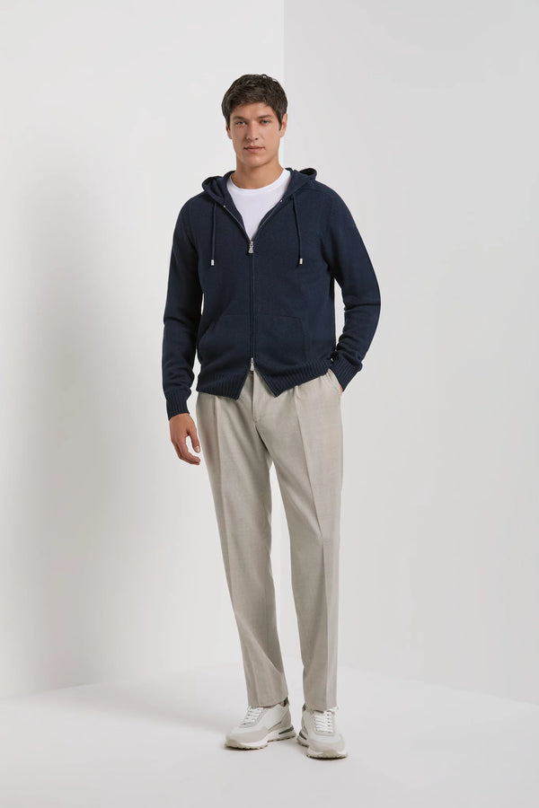 Pini Parma made in Italy men blue jersey zip hoodie casualwear