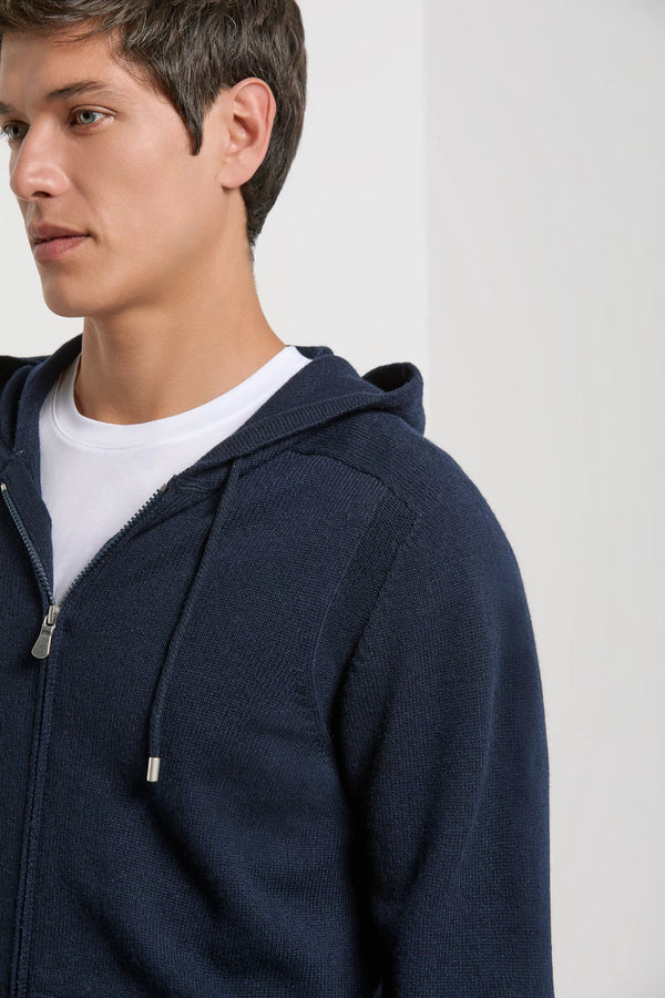 Pini Parma made in Italy men blue jersey zip hoodie casualwear