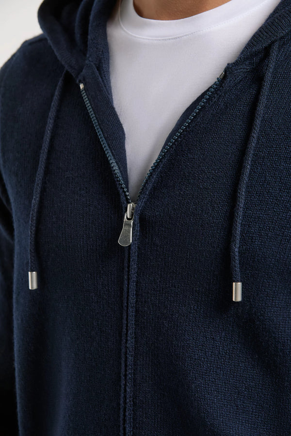Pini Parma made in Italy men blue jersey zip hoodie casualwear
