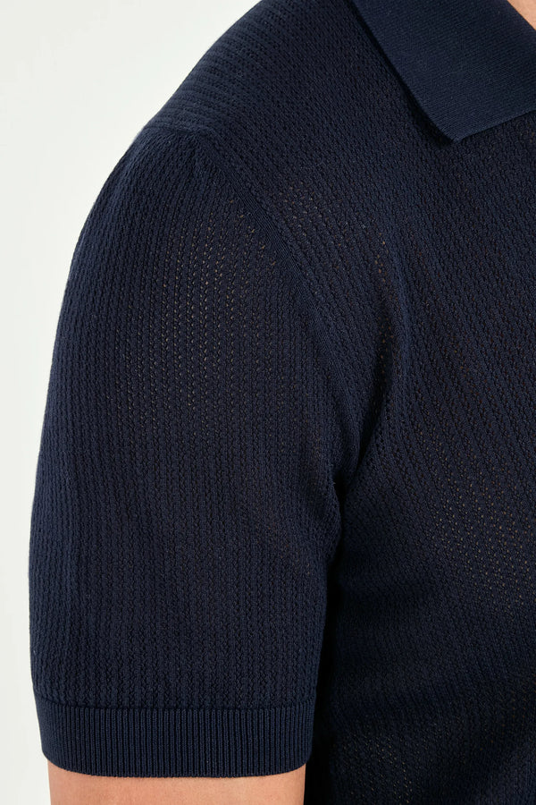 Men Pini Parma blue polo cardigan, knitwear, made in italy in cotton 