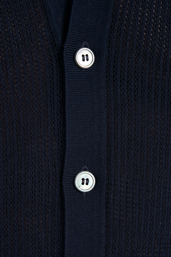 Men Pini Parma blue polo cardigan, knitwear, made in italy in cotton 