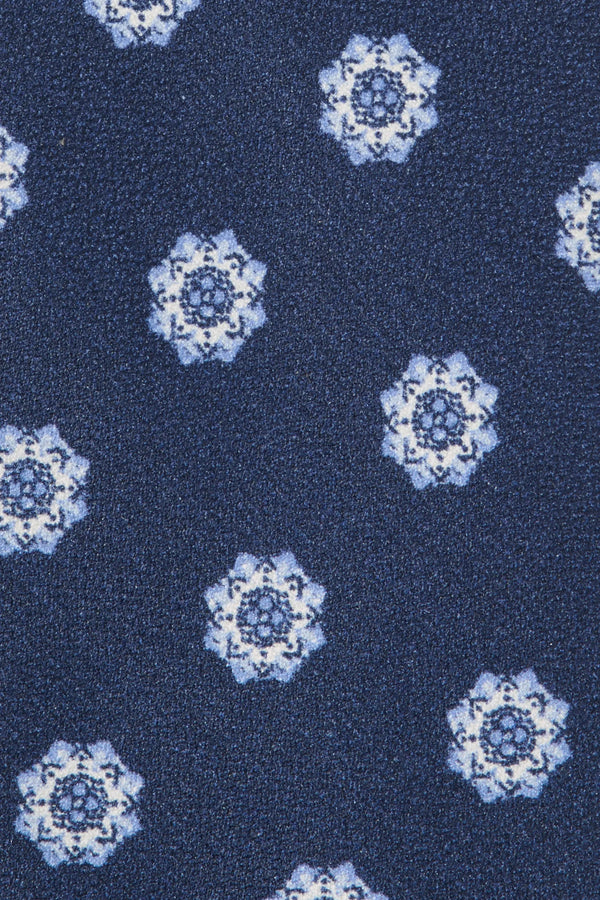 Blue macro fancy silk tie - Made in Italy