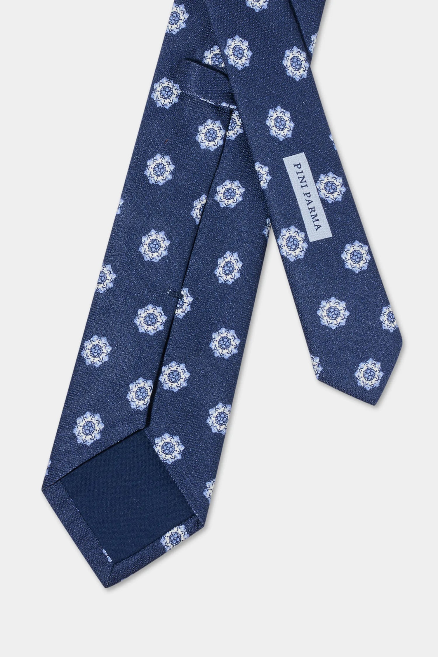 Cravate en soie à grand motif fantaisie bleu - Made in Italy