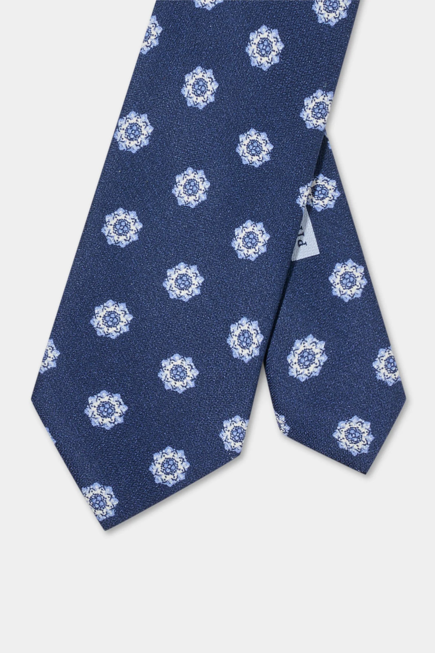 Cravate en soie à grand motif fantaisie bleu - Made in Italy