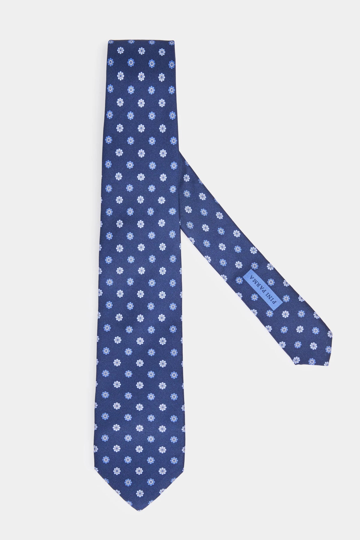 men pini parma blue tie with micro floral pattern made in italy 