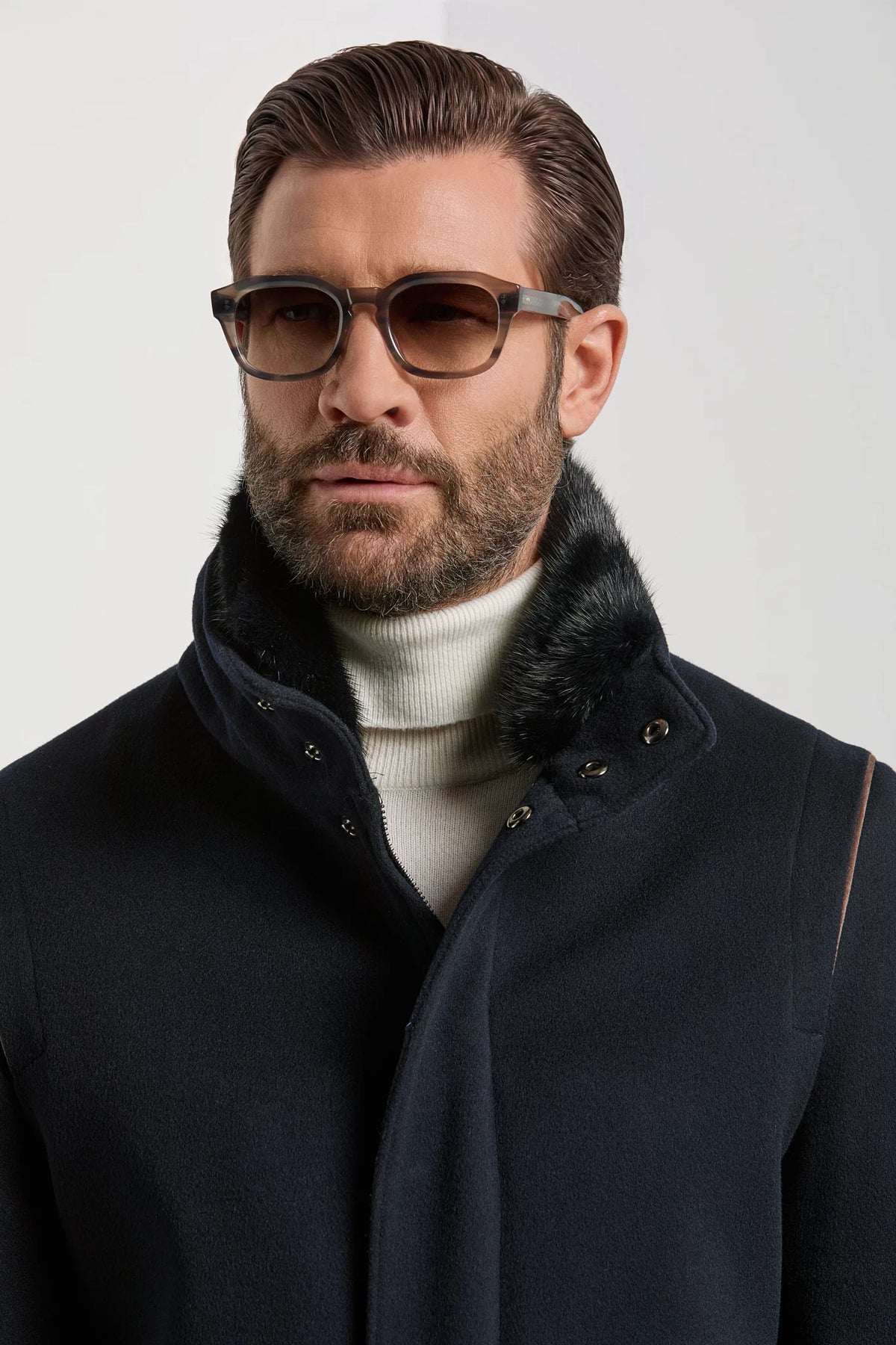 Pini Parma made in Italy blue mink collar coat men