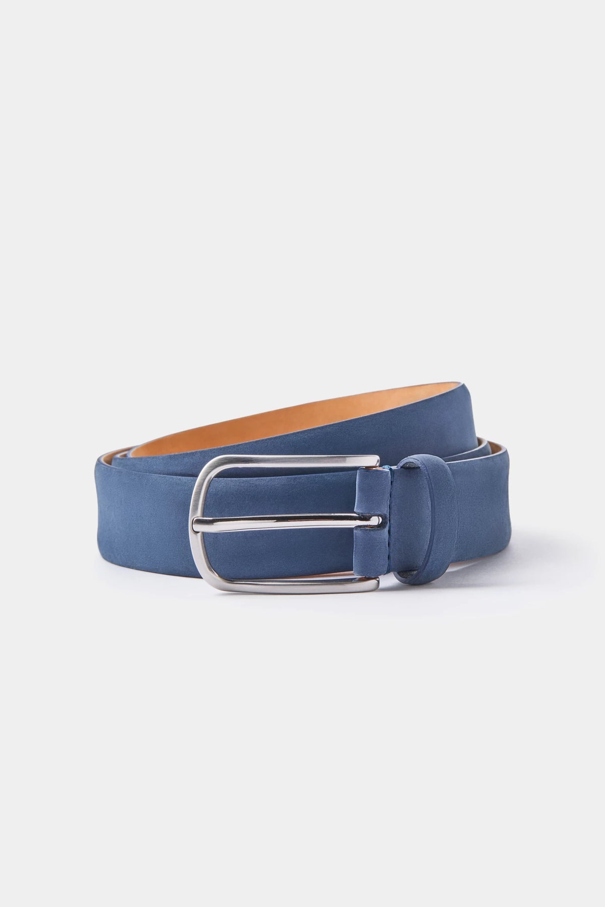 men pini parma blue belt made in italy in nabuk leather 