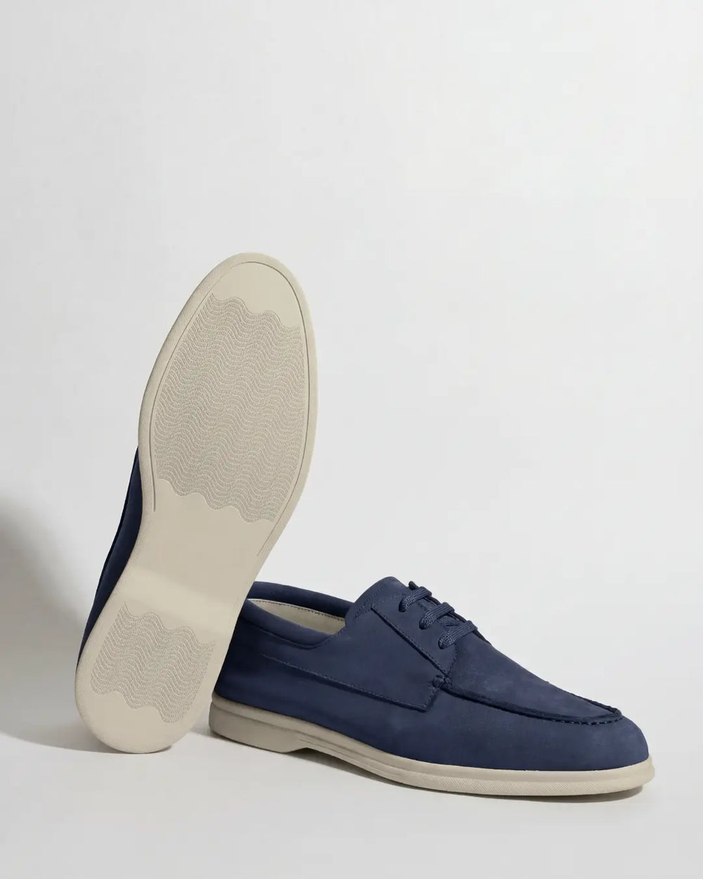 Men Pini Parma blue boat loafers made in italy in nabuk suede 