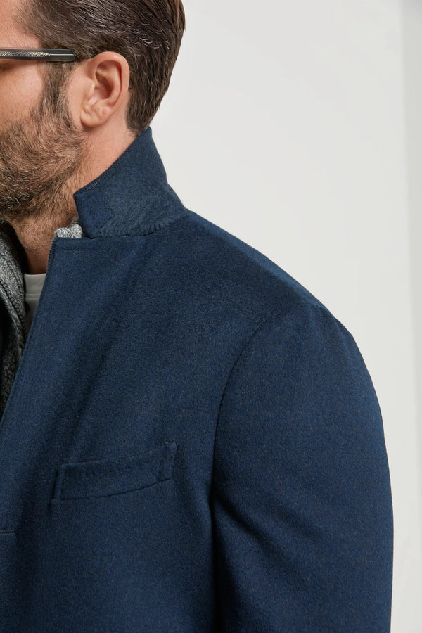 Pini Parma made in italy men blue overcoat wool winter