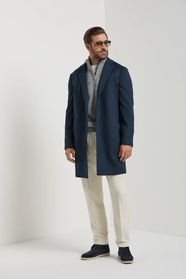 Pini Parma made in italy men blue overcoat wool winter
